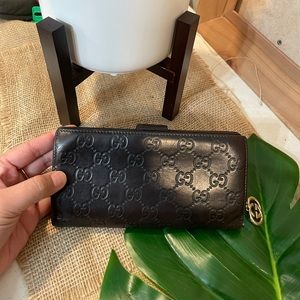 Gucci Chocolate Guccissima leather interlocking G long wallet